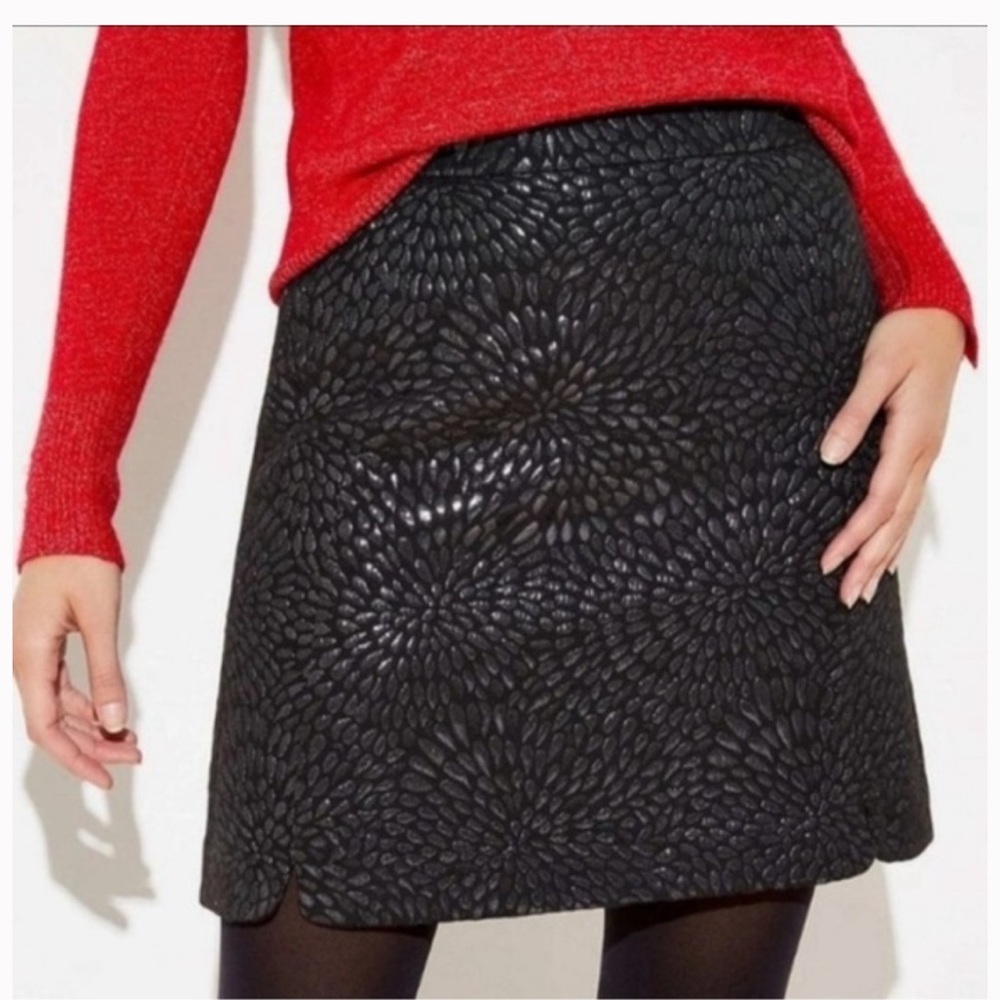 LOFT Black Embellished Knee-Length A-Line Skirt